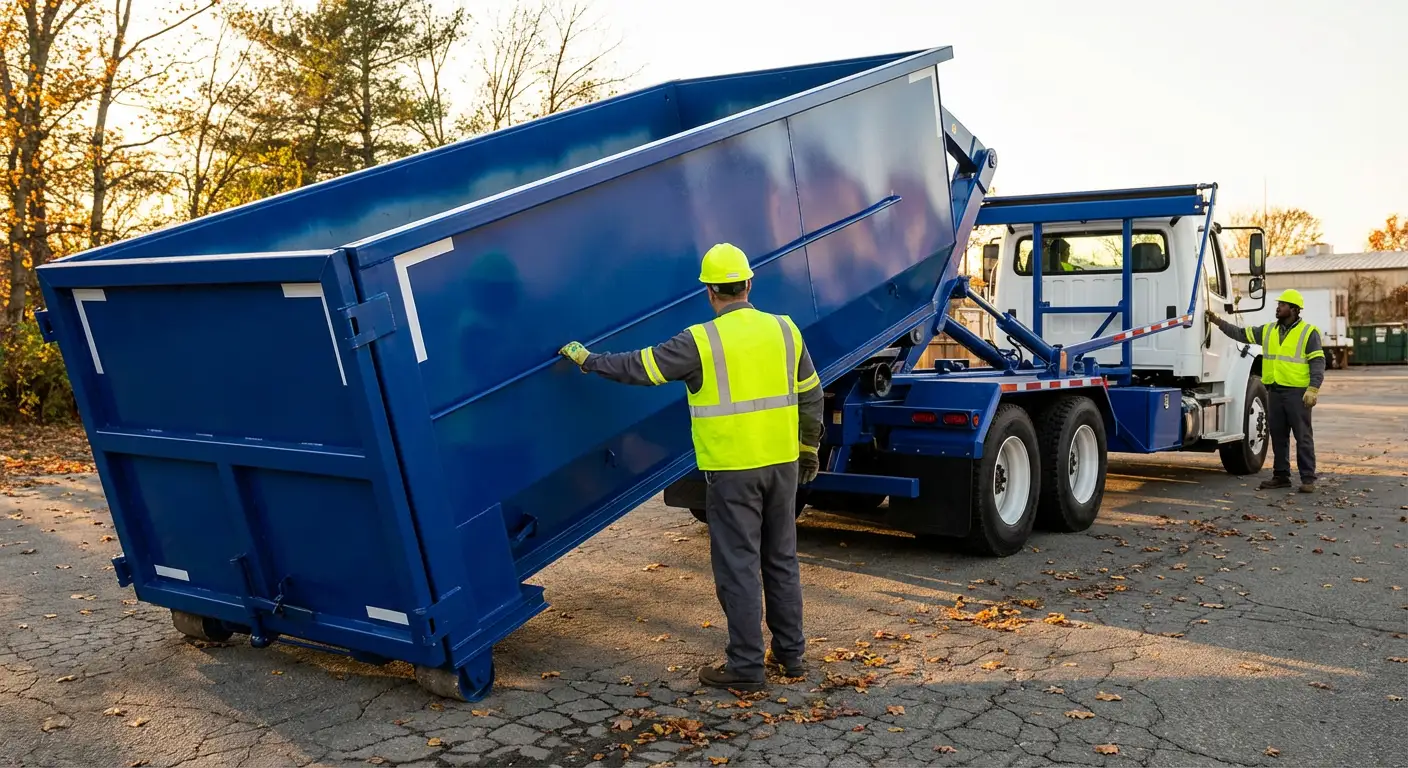 Commercial roll-off dumpster delivery truck in Ceres, CA