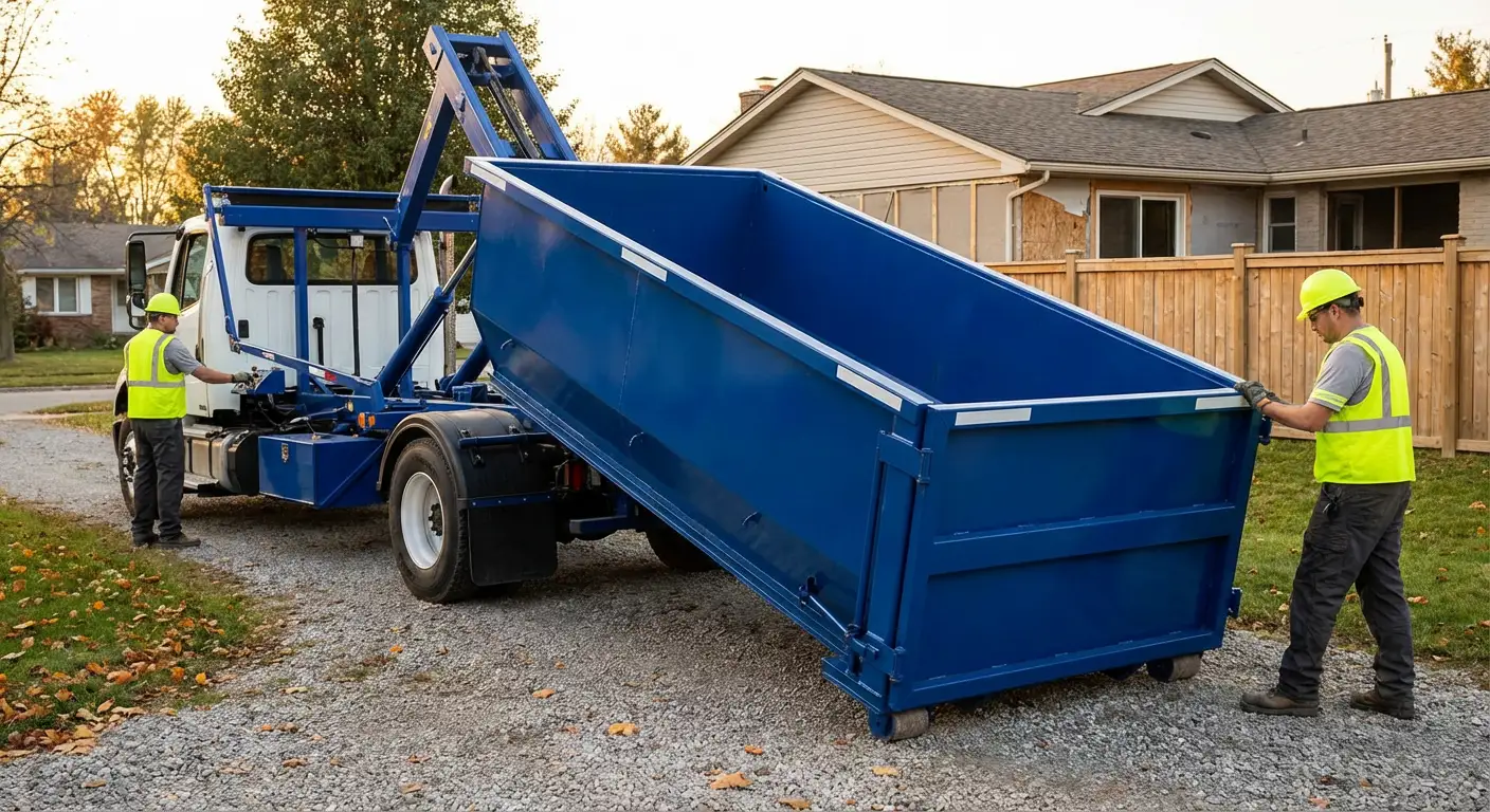 Roll-off dumpster rental delivery truck in Ceres, CA