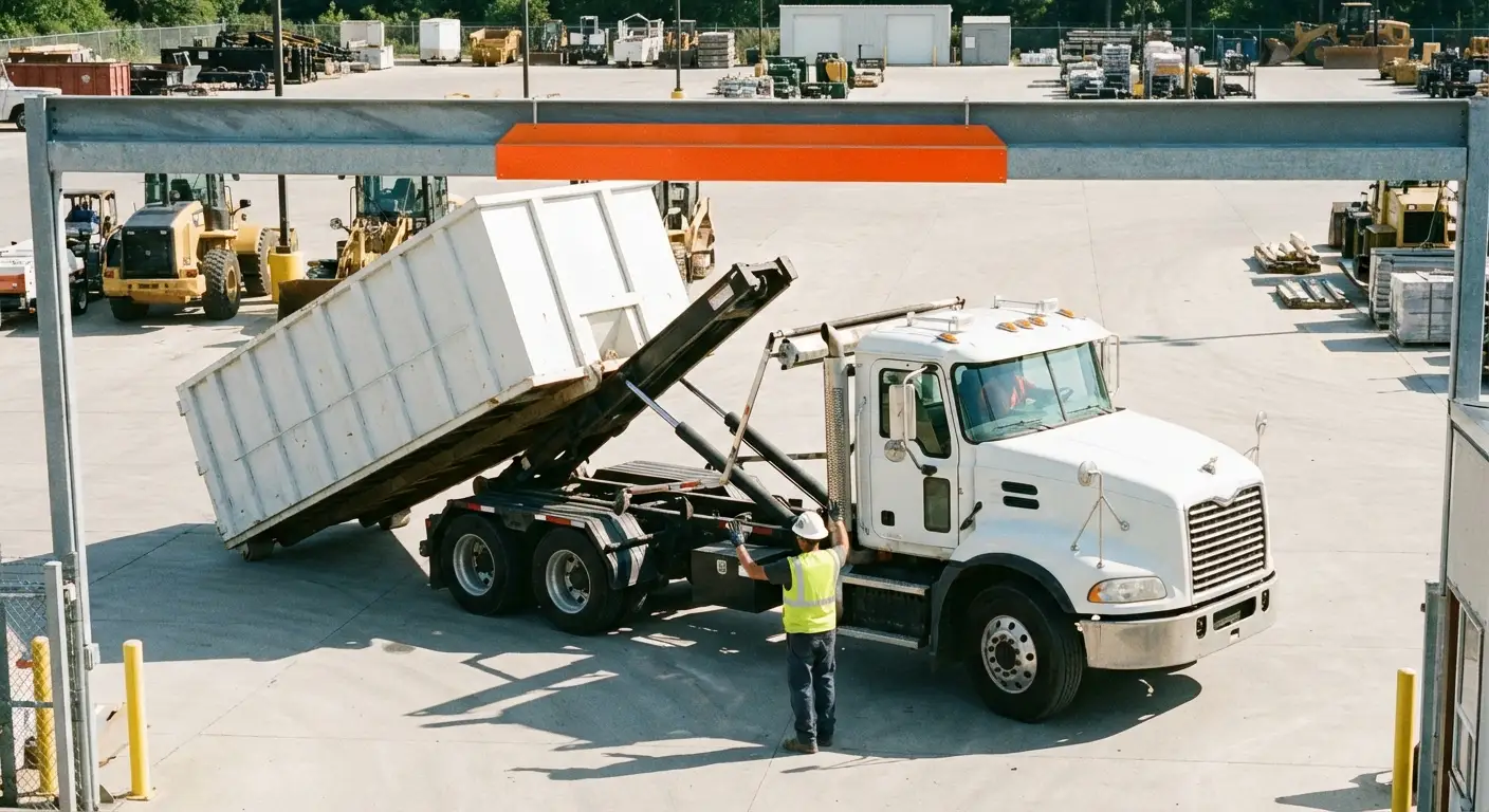 Commercial dumpster delivery truck specifications and clearance requirements in Ceres, CA