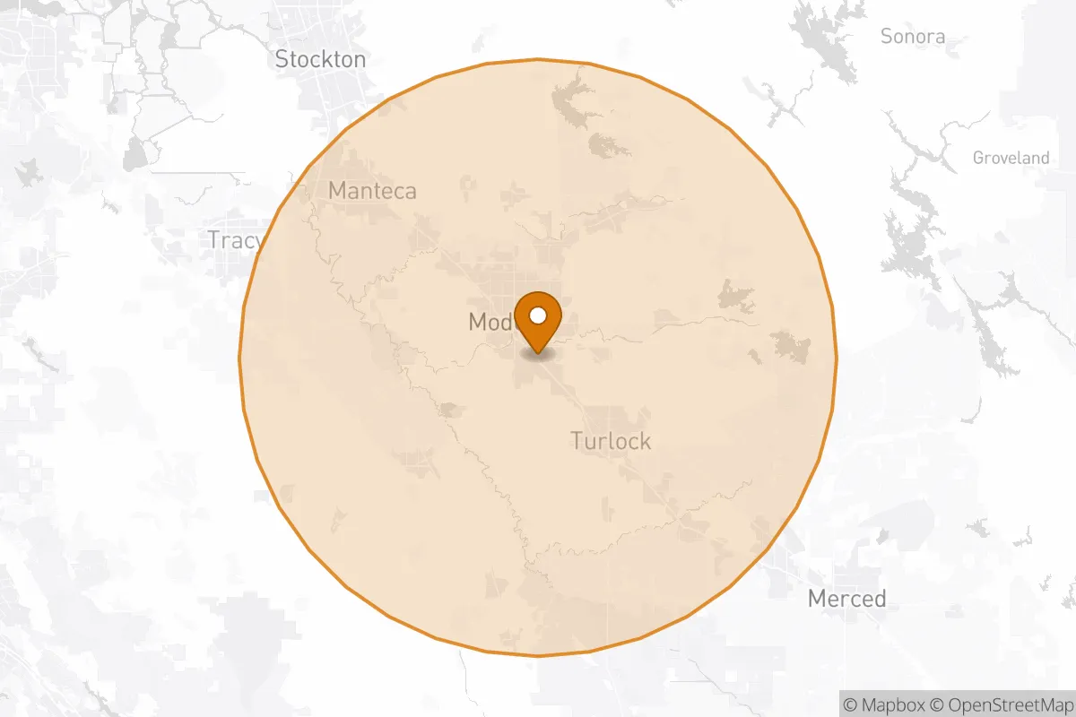 service area service area map in Ceres, CA